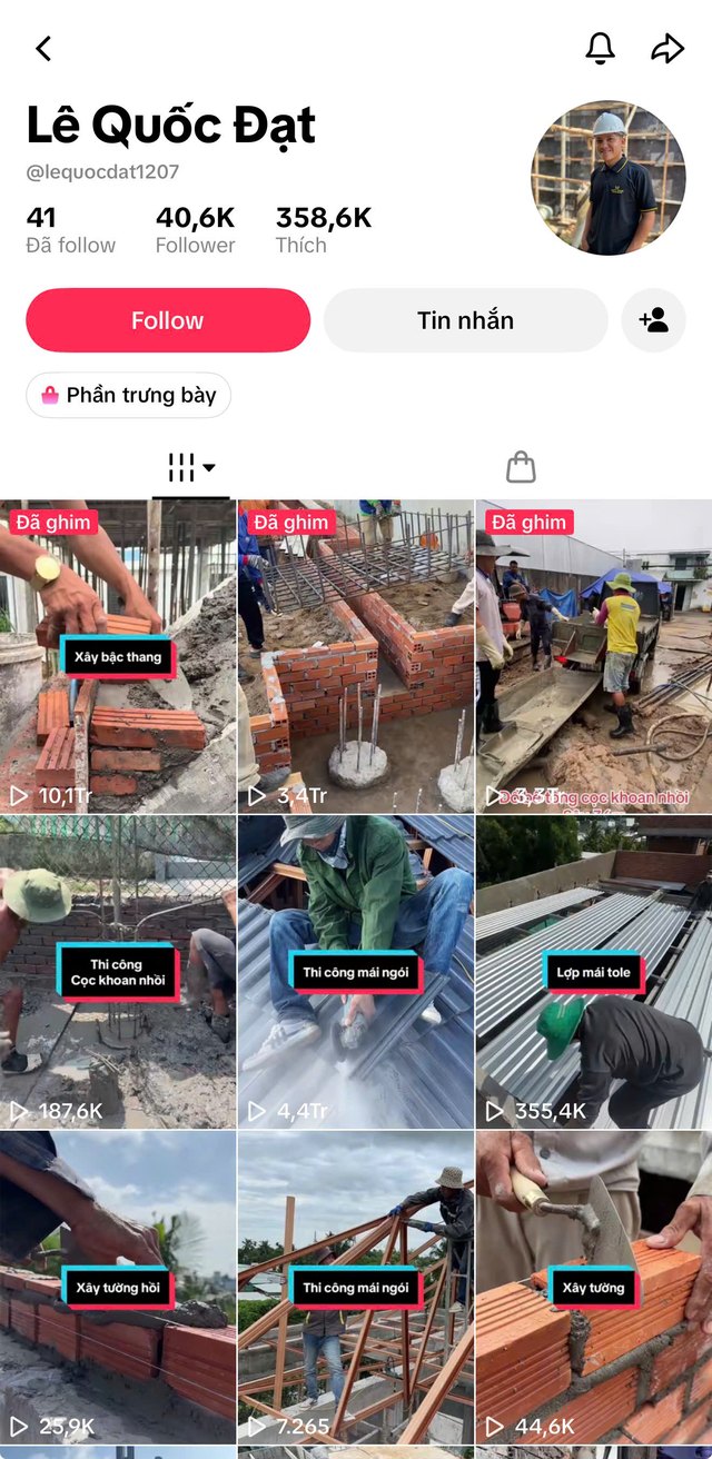 Kênh TikTok 40.600 người theo dõi