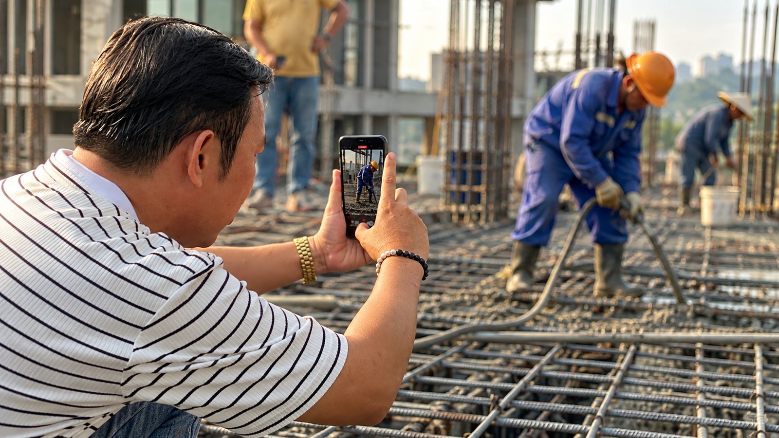 Quay video một công tác thi công bằng điện thoại tại công trường